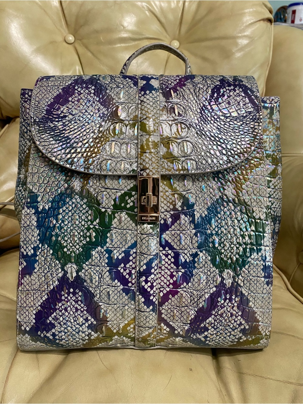 LKNW Brahmin LARGE Sadie Backpack Bag Spellbound Leather Snake Croc Melbourne